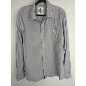Express Made in Mauritus Gray Cotton Fitted Button Up Long Sleeve Shirt Men's XL